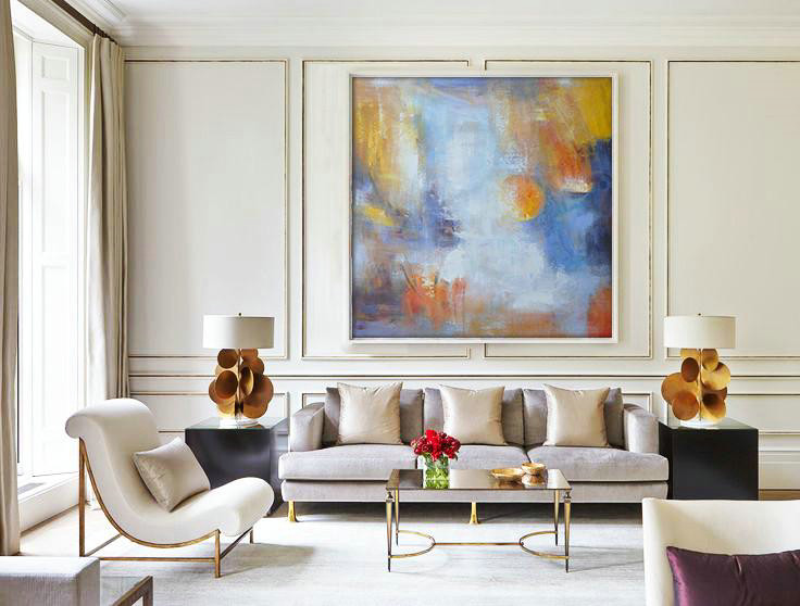 Extra Large Acrylic Painting On Canvas,Oversized Square Abstract Art,Large Canvas Wall Art For Sale,Red,White,Yellow,Blue.etc
